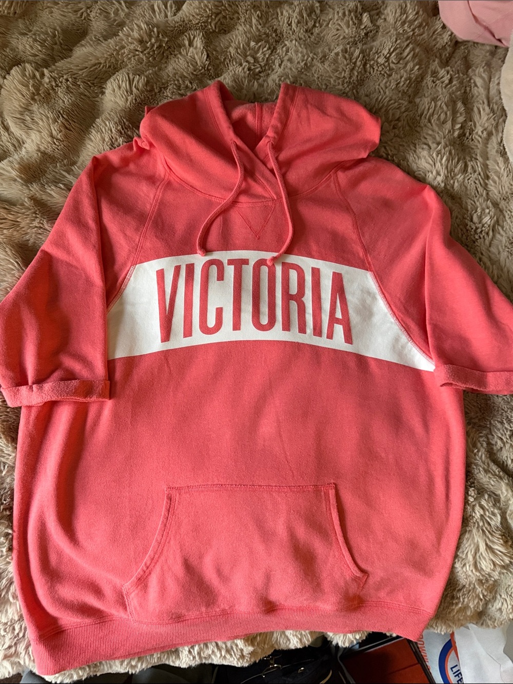Victoria's Secret Coral Pink Hooded oversized shirt!